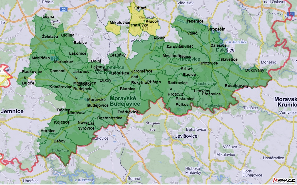 Mapa území MAS Rokytná včetně nových obcí