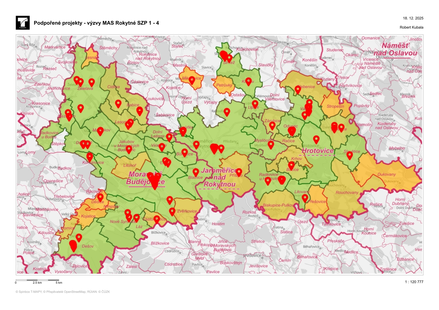 Mapa projektů 1-4 Výzva SZP